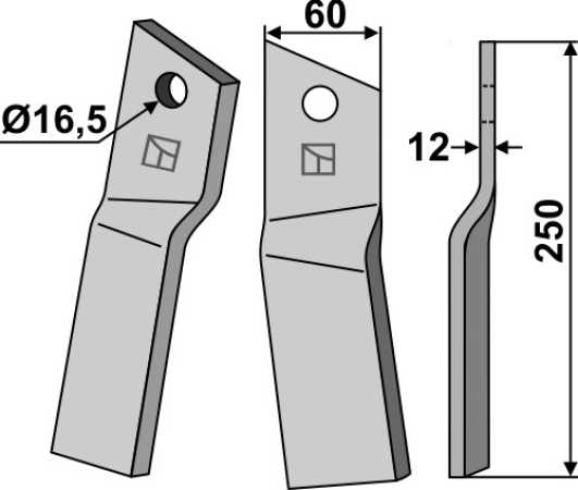 Rotorzinken 250x60mm, rechts